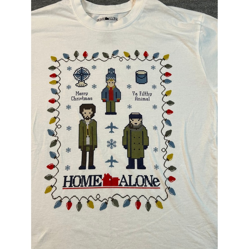 Home Alone White Merry Christmas Ya‎ Filthy Animal T-Shirt Size L - Large - Picture 5 of 8
